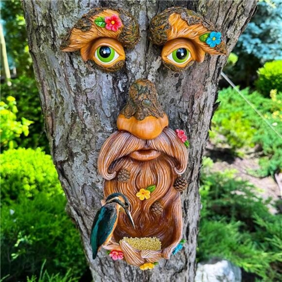 Mood Lab Tree Face Decor - Outdoor Bird Feeder - Old Man Tree Decoration - - Picture 2 of 7